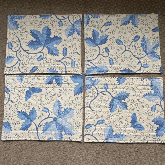 Set of 4 Floral Leaf Two sided Placemats Table Linens Beige Blue Maroon Winter - Picture 2 of 6